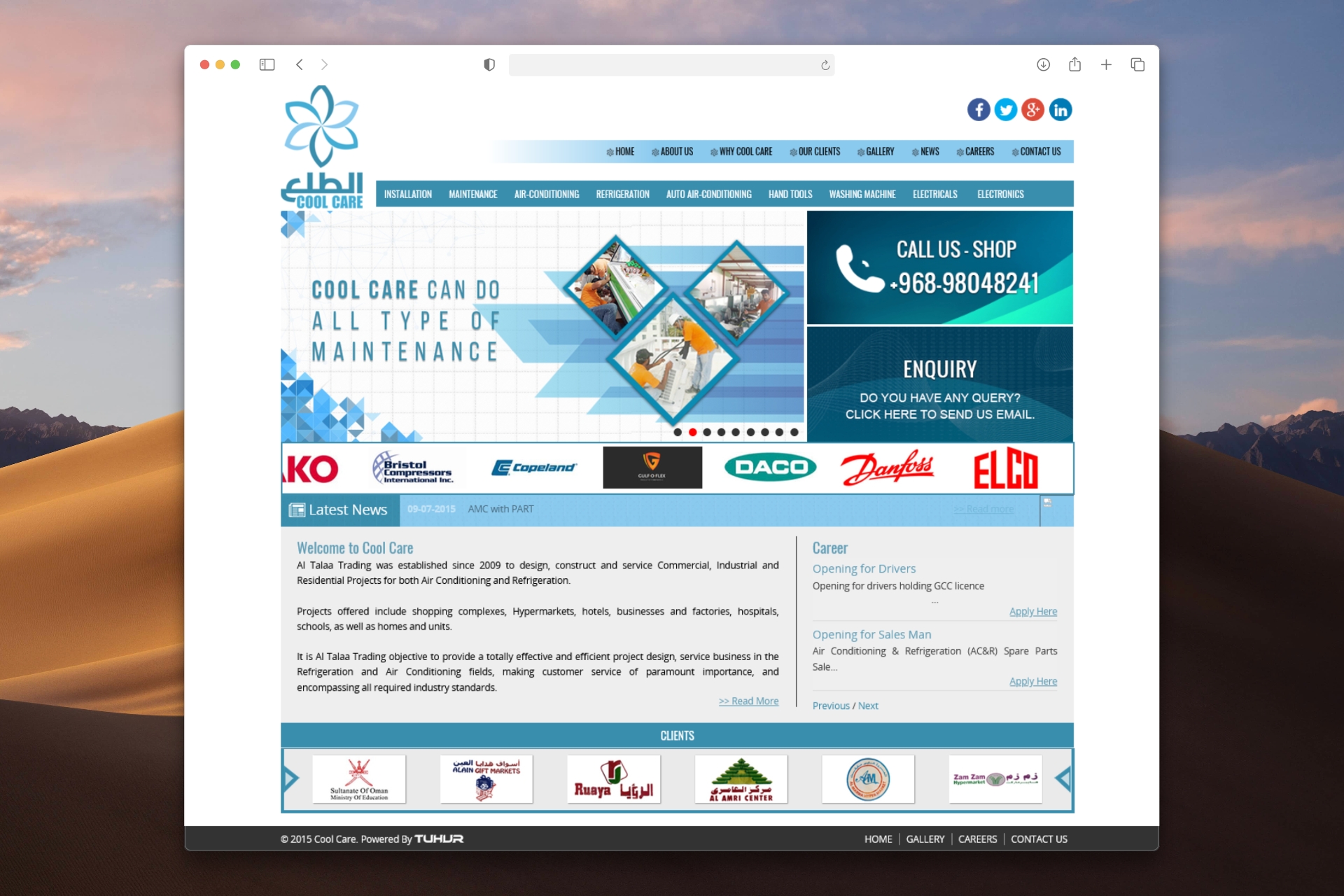Cool Care Website Before Redesign